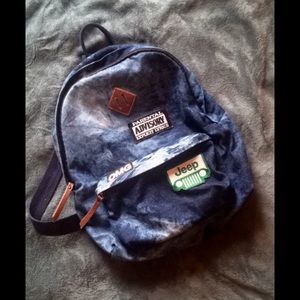 Tie Dye Denim Backpack with Patches