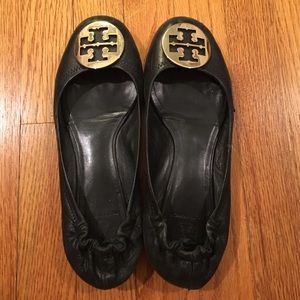 Black and Gold Tory Burch Flats Size 10