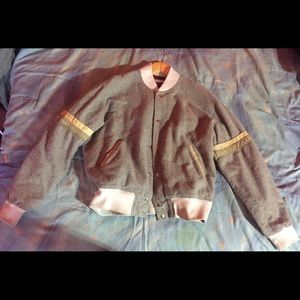 GRAY LEISURE LIFE NYC BOMBER JACKET