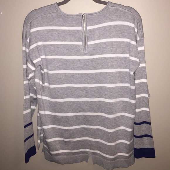 NWT J Crew Stripe Style Sweater Shirt Zip Medium - Picture 2 of 2
