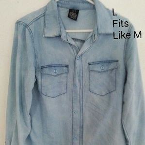 Light Blue Jean Style Button Up