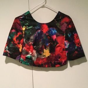 NWT Floral Bow Back Cutout Crop Top