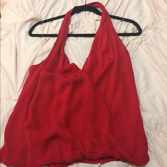 Low cut loose halter top