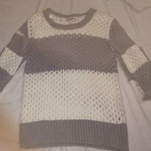 Super cute grey and white sweater.