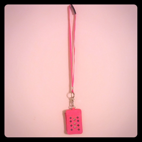 Neon Pink Rhinestone Lanyard