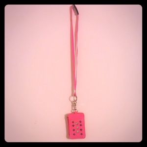 Neon Pink Rhinestone Lanyard