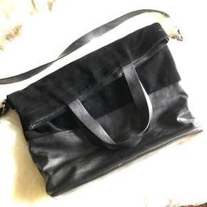 Suede Fold Over Tote