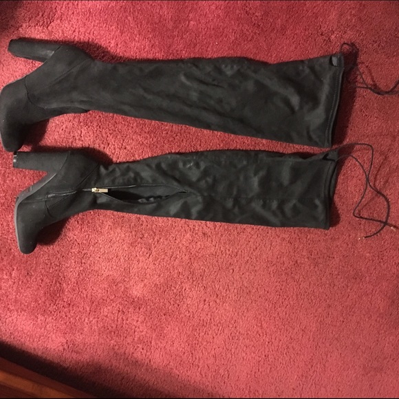 Suede thigh high boots