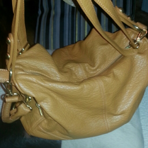 SOLD**Chamois colored vegan leather 3 in one bag