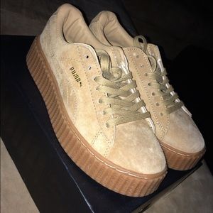 Woman's Tan Suede Puma Creepers by Rihanna