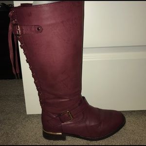 Beautiful burgundy wide width and wide calf boots