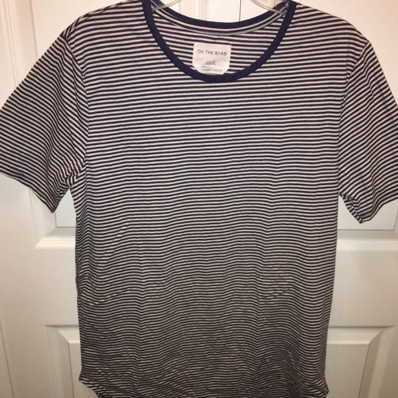 on the byas Shirts - Extended longer length navy white on The Byas tee on the byas Shirts - Extended longer length navy white on The Byas tee