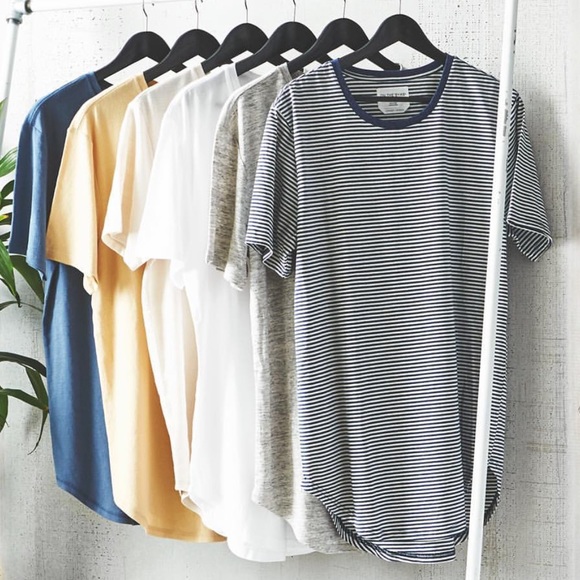 on the byas Shirts - Extended longer length navy white on The Byas tee on the byas Shirts - Extended longer length navy white on The Byas tee