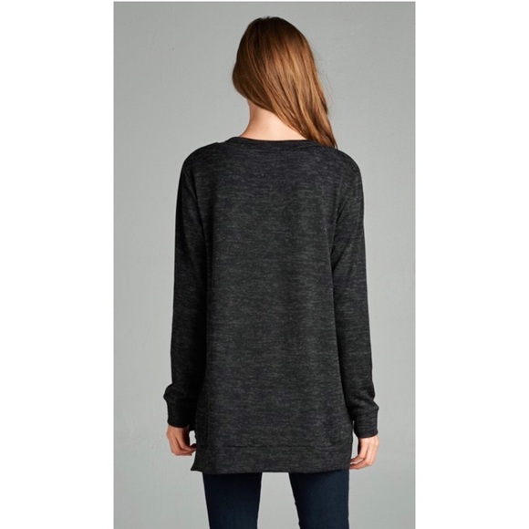 Black V Neck Criss Cross Sweater - Picture 3 of 3