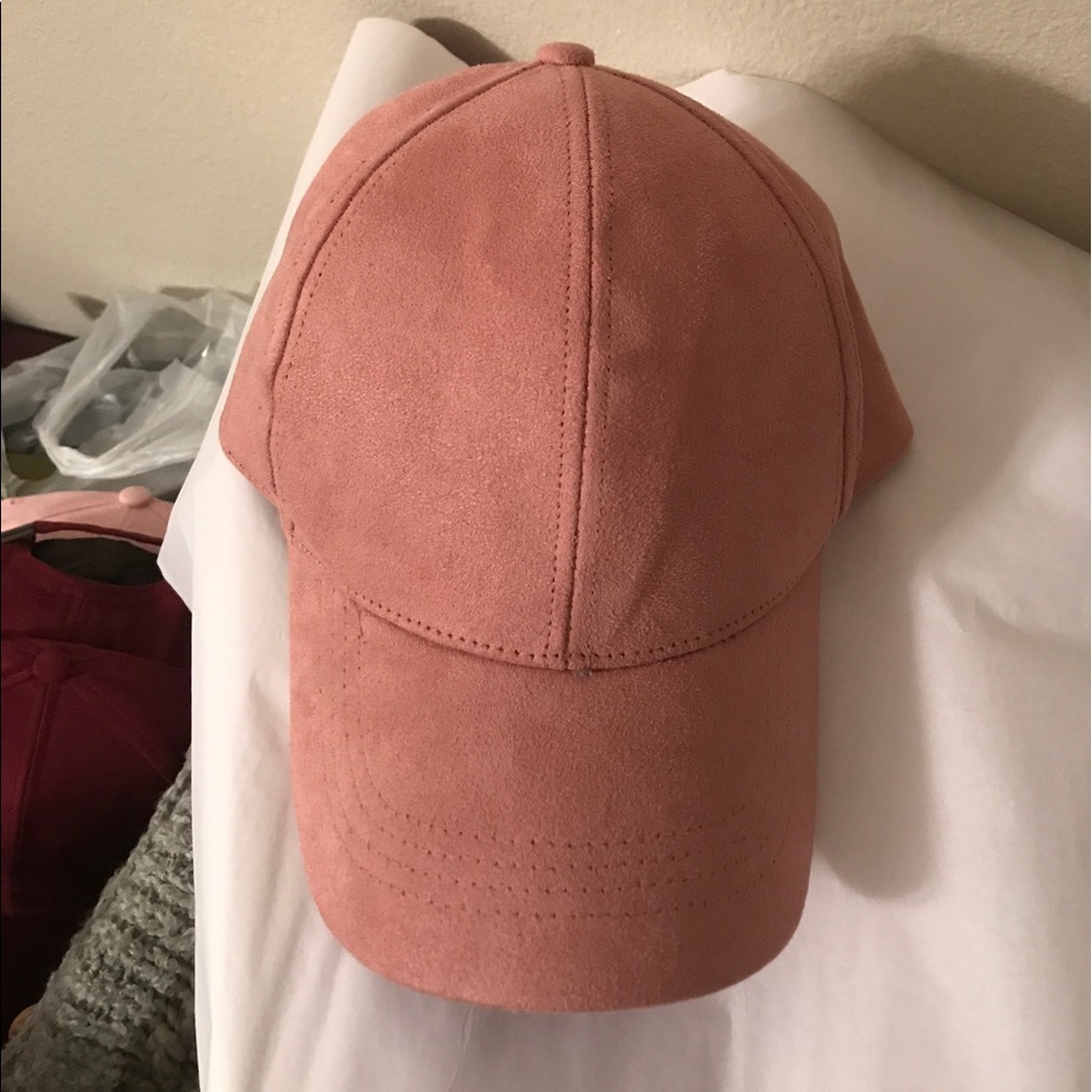 NWT pink faux suede baseball hat - Picture 2 of 2