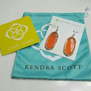 Kendra Scott Elle Earrings Gold Tangerine Cats Eye