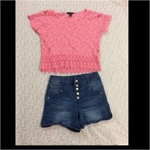 Flower lace crop top
