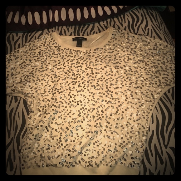 Gorgeous winter white/ creme Inc sequin sweater