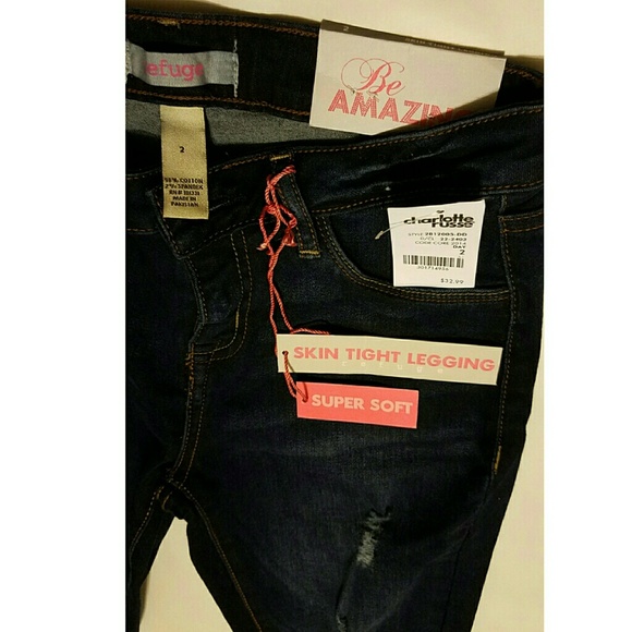 Leggings skinny dark denim wash ripped jeans