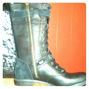 Timberland Black Leather Knee High Boots