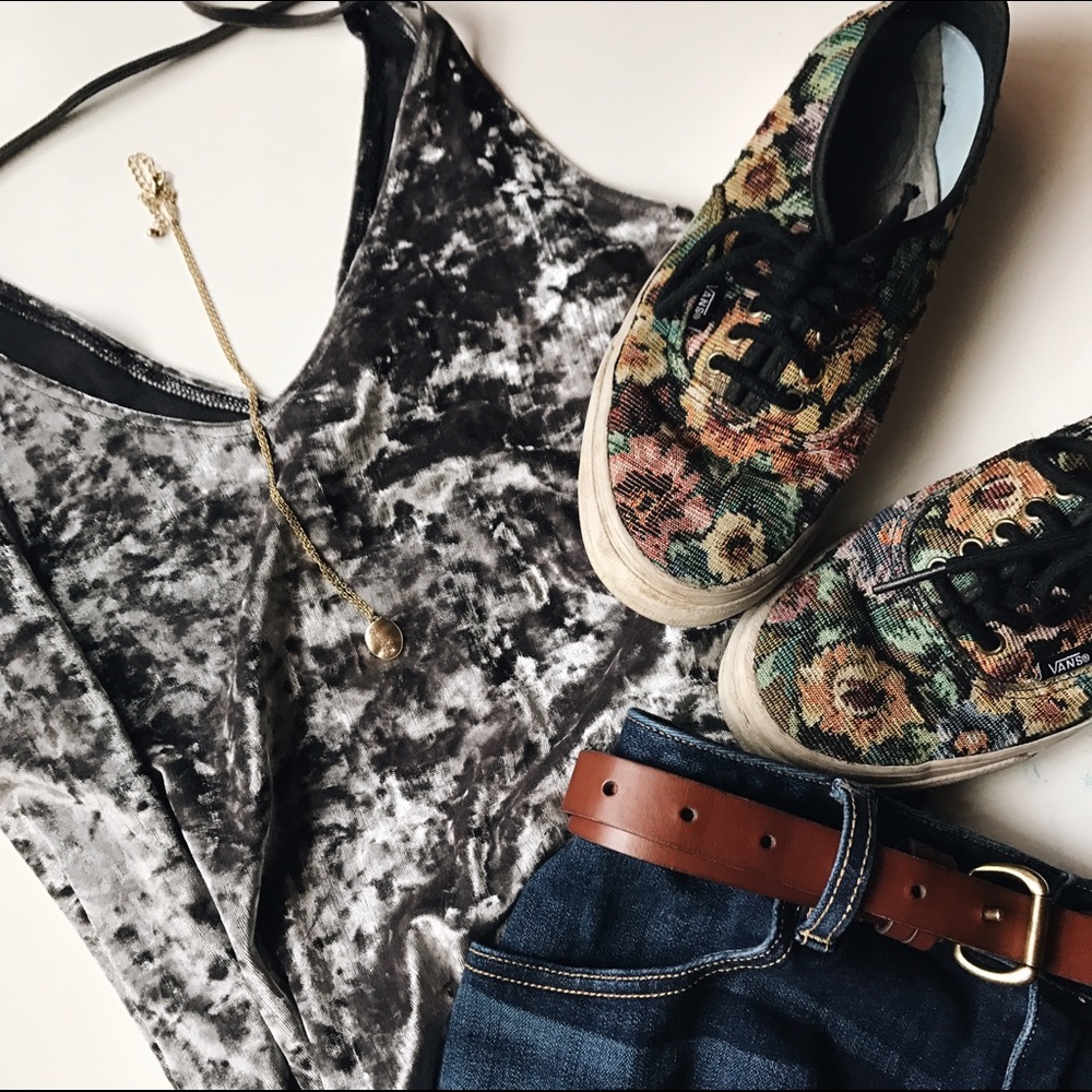 Silver Velvet Tank Top