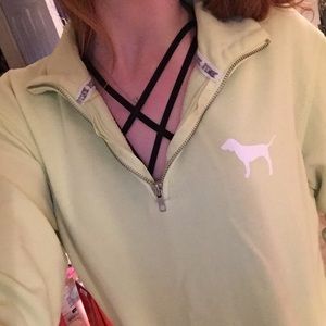 PINK half zip sweatshirt pastel yellow