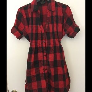 FREE $5item w/ SALE! Plaid Long Top w/ Tie Waist