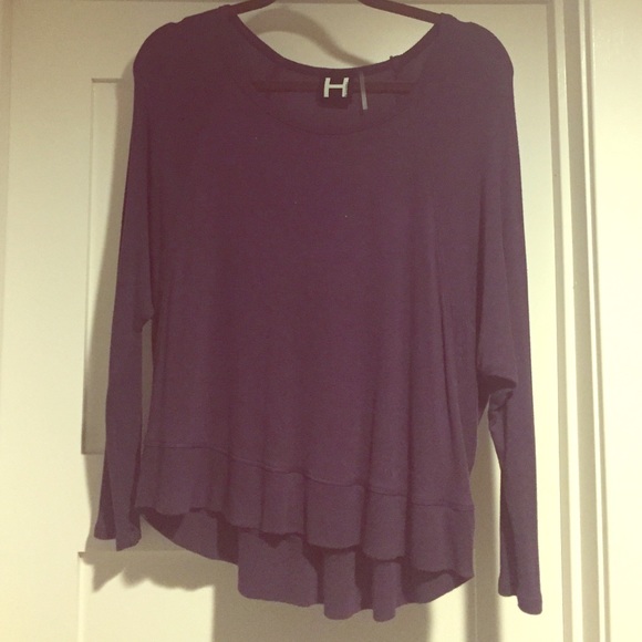 Purple dolman sleeve hi-low top
