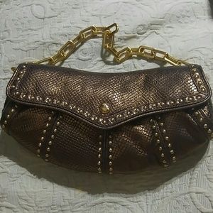Bronze Gold Studded Clutch or Shoulder Purse