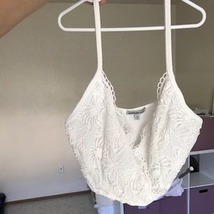 White lace crop top
