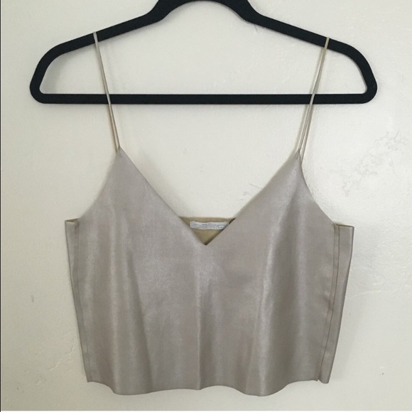 zara faux suede metallic crop cami