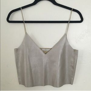 zara faux suede metallic crop cami
