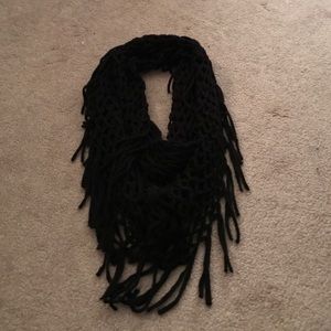 Infinity Scarf with Open Knit Tassels
