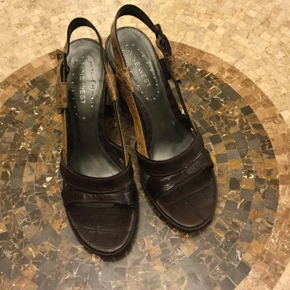 Nine West Brown & Tan High Heel Sandal