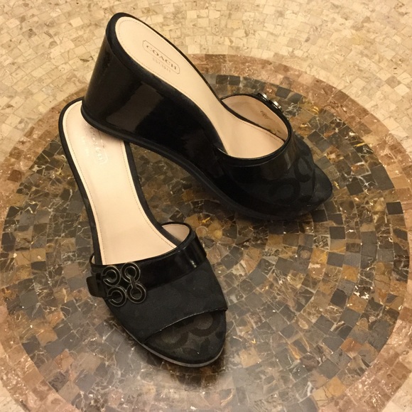 Authentic Coach Black Wedge Sandal