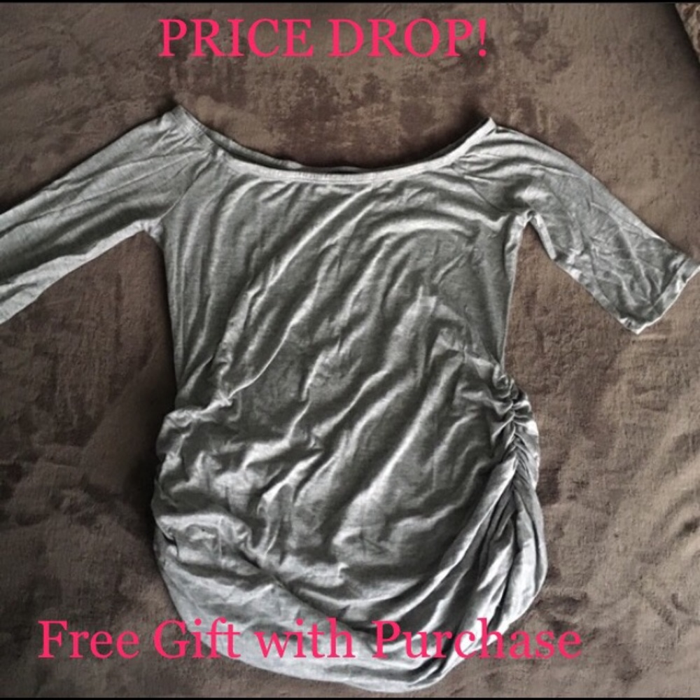 Alloy Wideneck rouched tunic tee