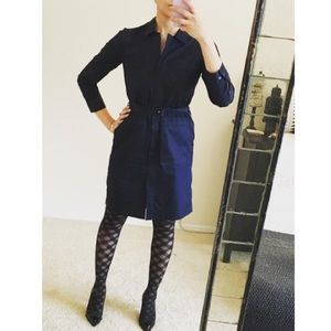 Theory "Genla" Belted Dress - Navy Blue