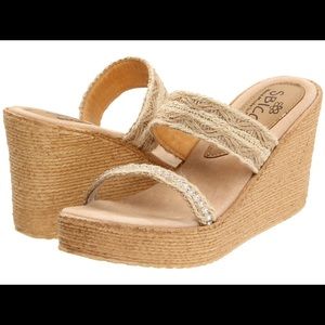 Beige wedge sandals
