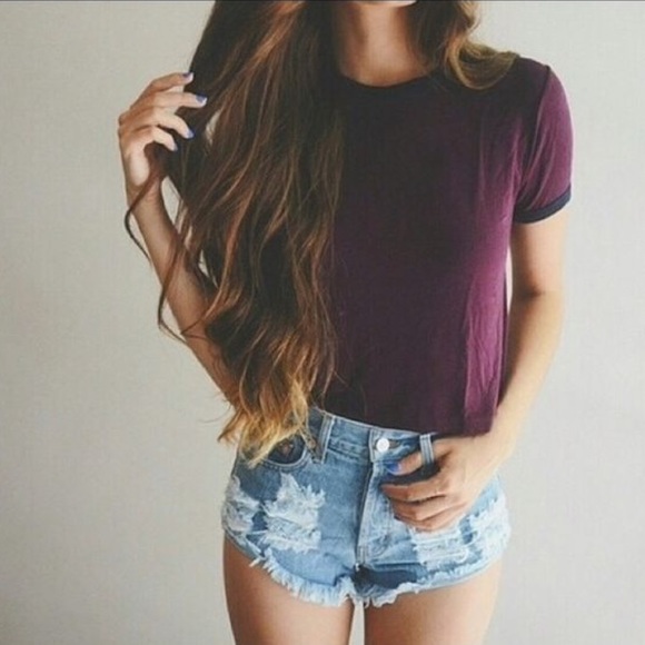 Maroon and navy blue striped shirt