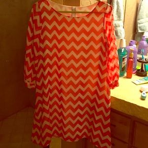 Orange and white chevron dress