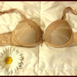 Tan lace push up bra