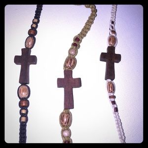 Wood and Hemp Cross Bracelet