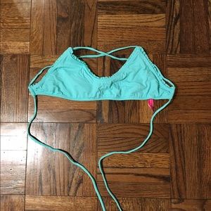 victoria's secret teal cross back bathing suit top