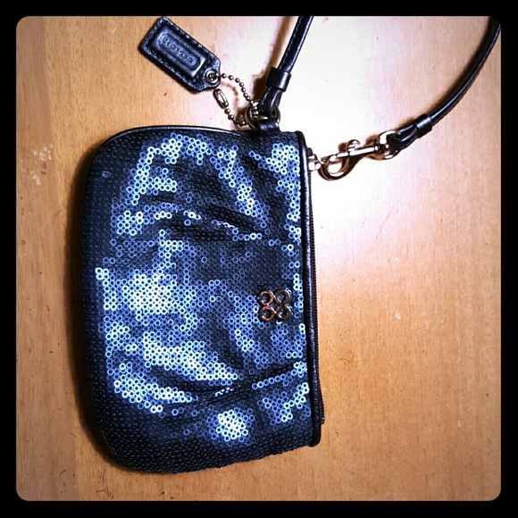 Coach navy sequins wristlet