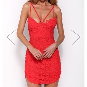 Red lace dress