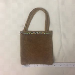 Suede mini bag with bead detail