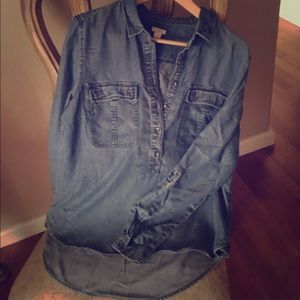 Fossil chambray halfway button down