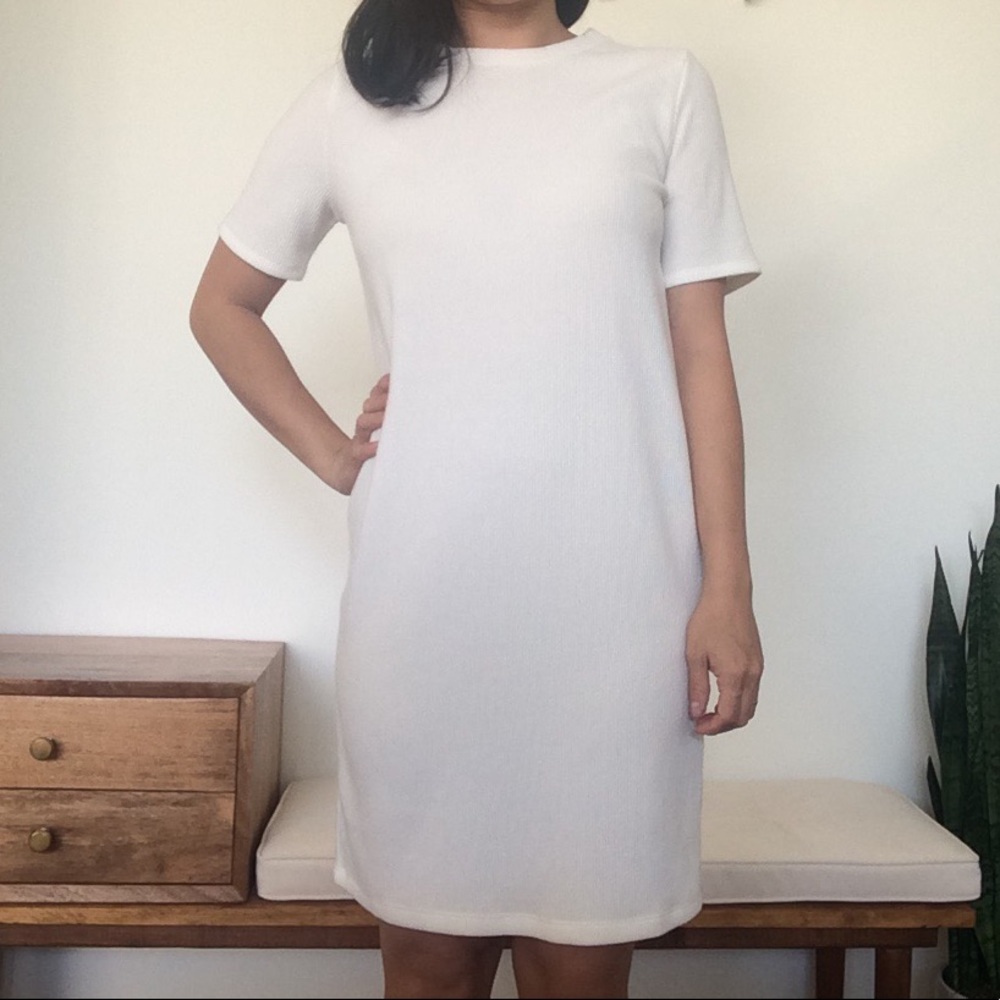 F21 Ribbed white tee midi dress
