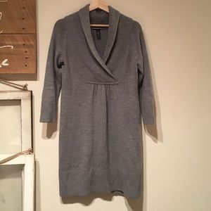 Shawl collar sweater dress