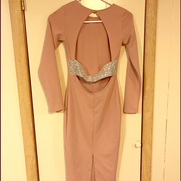 Knee length open back cocktail dress